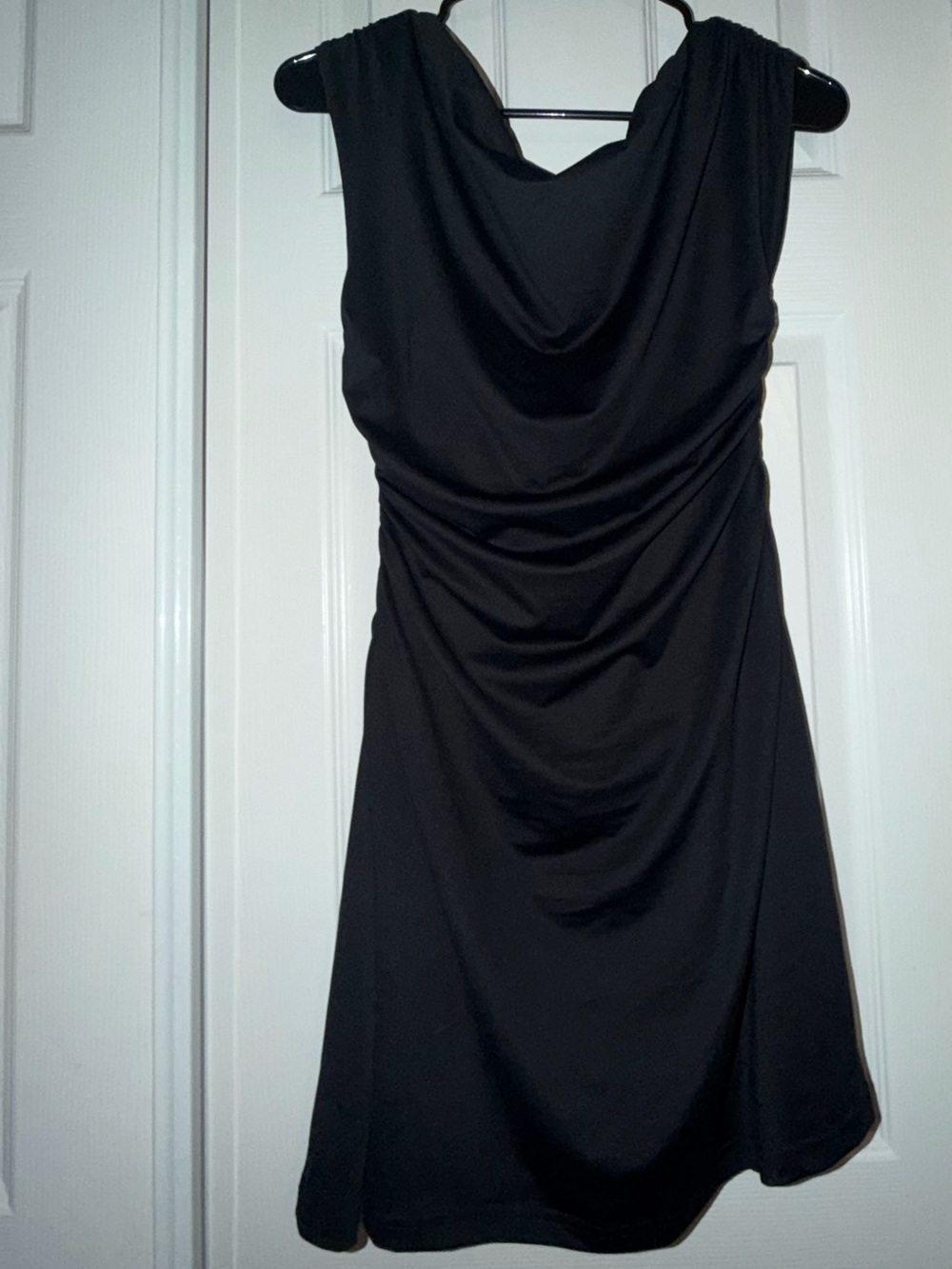 Elegant Black Cowl-Neck Mini Dress
